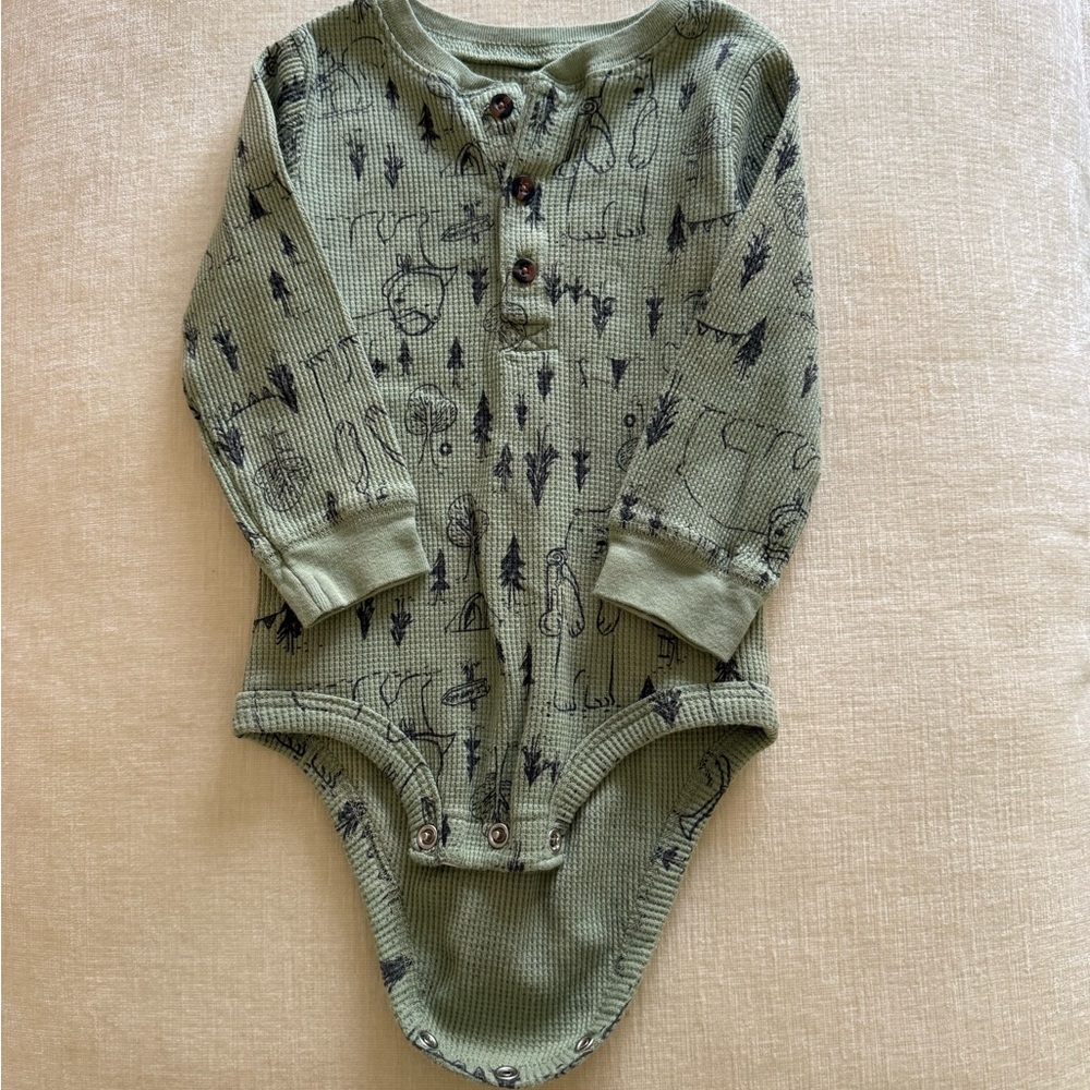 Carter's Olive Green Bodysuit and Pants with Fun Print